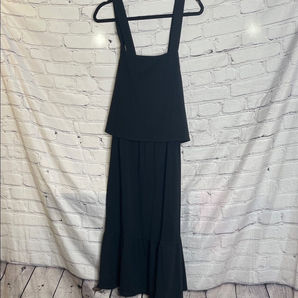 J. Jill Black Criss Cross Back Ruffle Hem Dress Size X-Large